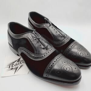 Mens Sz 10 Allen Edmonds Dress Shoes Strand Cap-Toe Velvet Black 6174 new $395